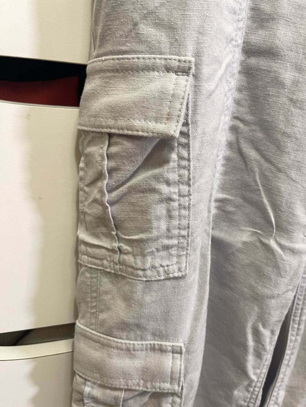 Hollister high rise casual linen light blue/gray cargo style pants women XS - Picture 6 of 7
